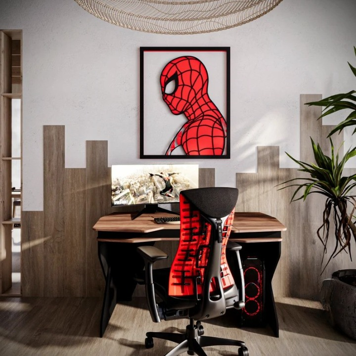 LED Spiderman Wood Wall Decor