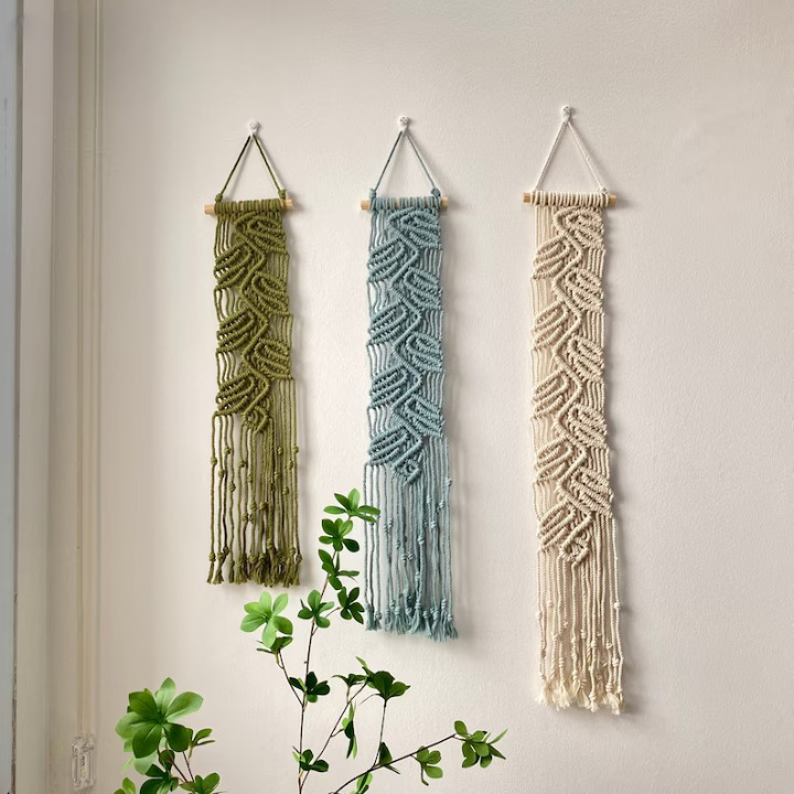 Narrow Knotted Leaves Macrame Hanging (SET OF 3 )