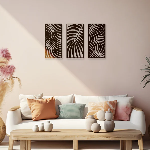 Trio of Flowers Wood Wall Decor