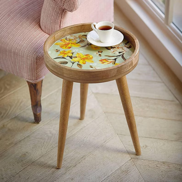 Mystic Flower Pattern Wood Table