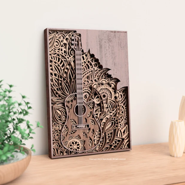 Rhythm Layers Guitar Wall Wood Decor