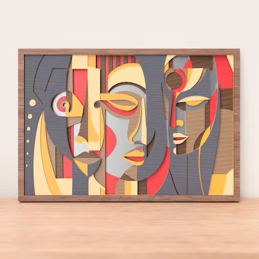 Linear Faces Wood Wall Decor