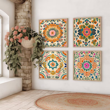 Floral Whispers Set Of 4 Wall Painting