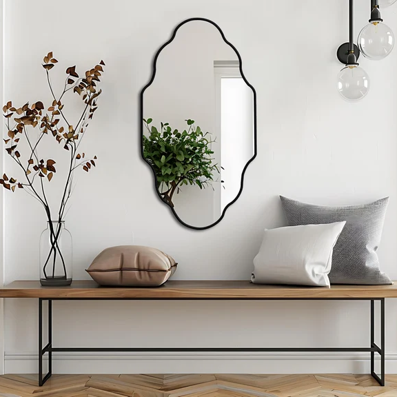 CurveLine Wood Wall Mirror