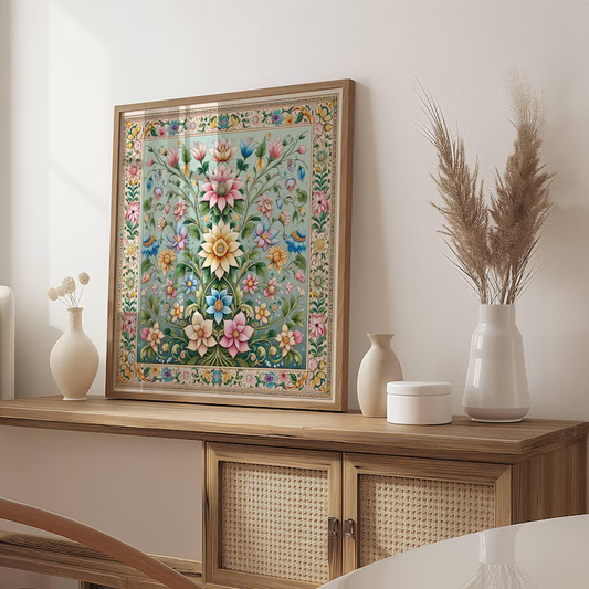 Pastel Petals Folk Wall Painting