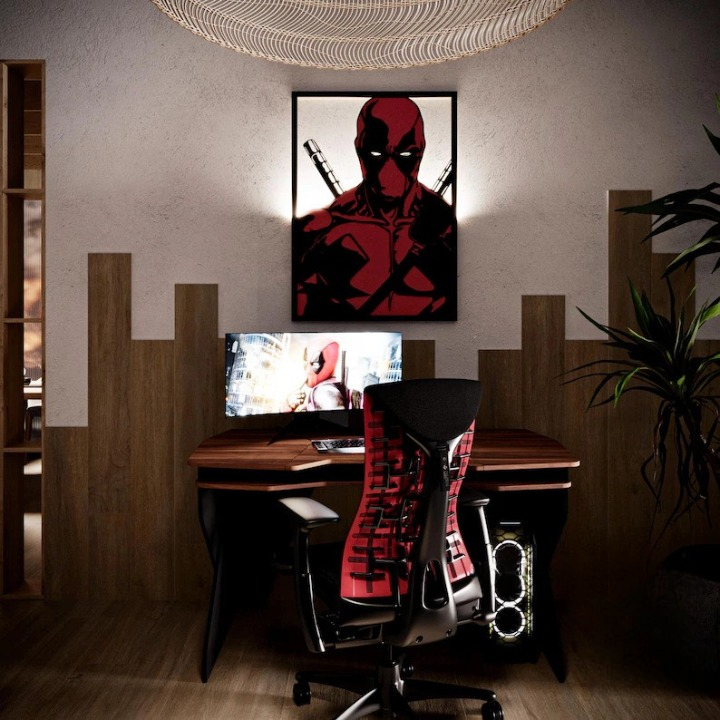LED Deadpool Wood Wall Decor