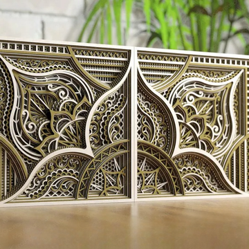 Celestial Mandala Wood Wall Decor (SET OF 4 )