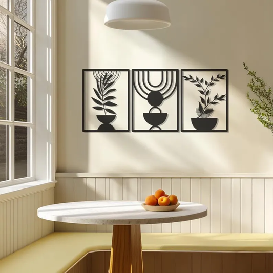 Boho Flowers Abstract Wood Wall Decor