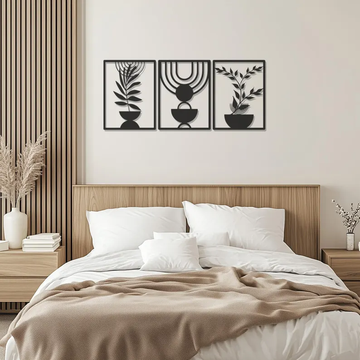 Boho Flowers Abstract Wood Wall Decor