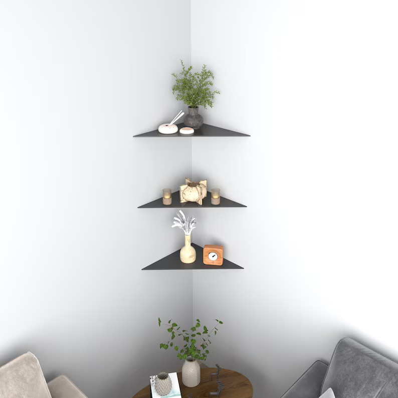 TriEdge Floating Metal Shelf