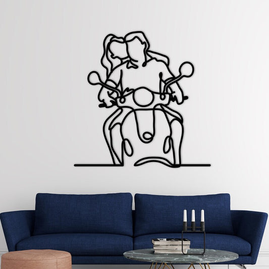 Biker Couple Wood Wall Decor