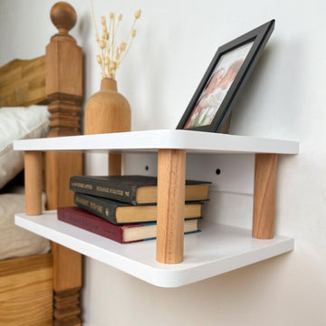 Floating Nightstand With Dual Wooden Shelf