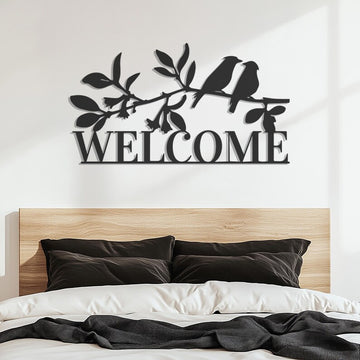 Boho Bird Welcome Wood Wall Decor