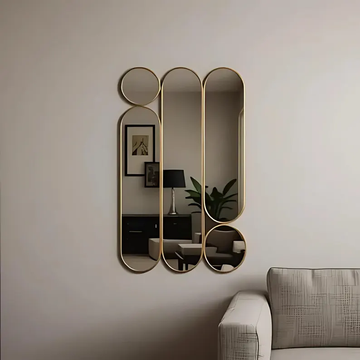 Minimal Set of 3 Mirrors Wall Decor