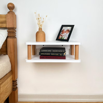 Floating Nightstand With Dual Wooden Shelf