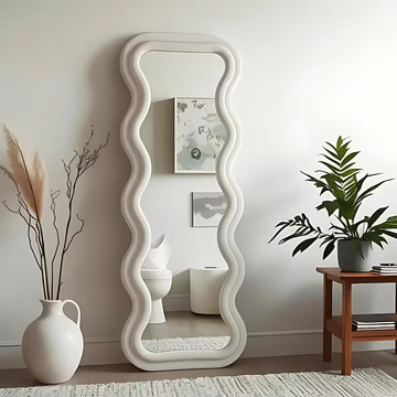 Soft Fabric Irregular Full Length Mirror Wall Decor