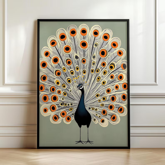 Bold Beauty Peacock Wall Painting
