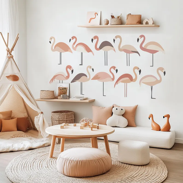 Pink Boho Flamingo Wall Sticker (SET OF 10 )