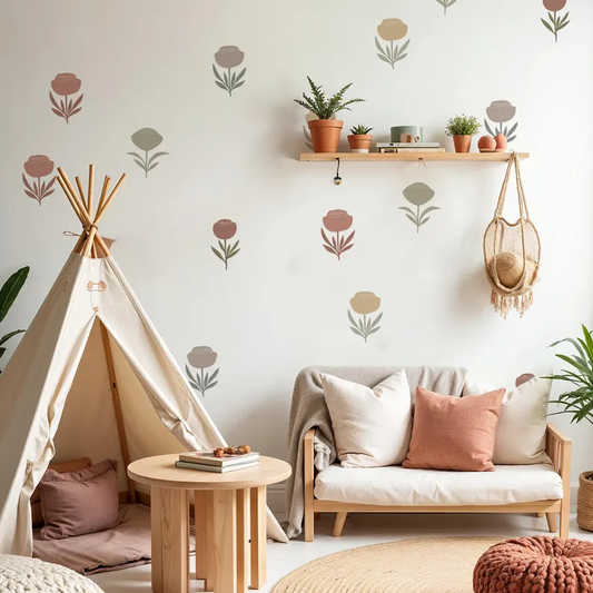 Boho Floral Wall Sticker ( SET OF 20 )