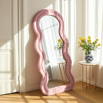 Squiggle Fabric Frame Mirror Wall Decor