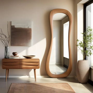 Solid Walnut Rustic Frame Mirror Wall Decor