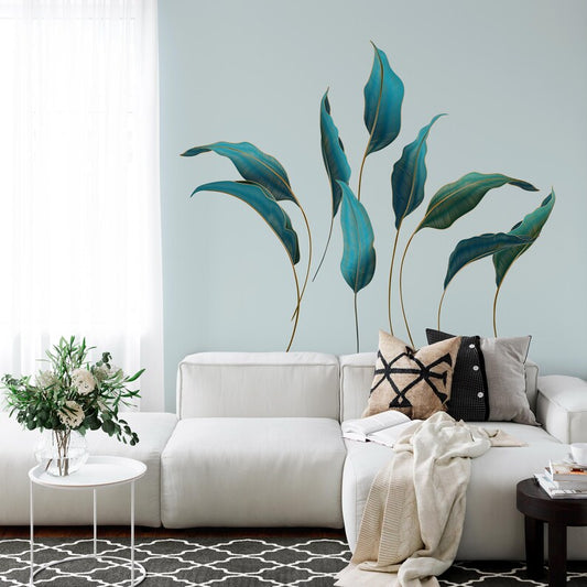Blue Jungle Leaf Wall Sticker