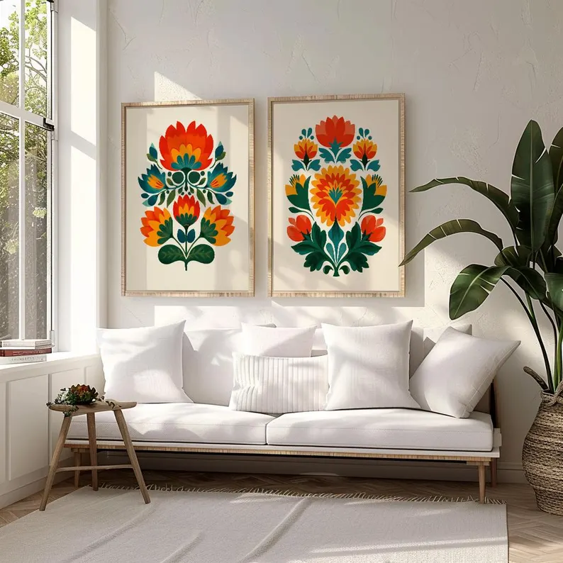 Norwegian Garden Floral Wall Painting