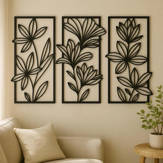 BotaniGrace Set of 3 Wood Wall Decor