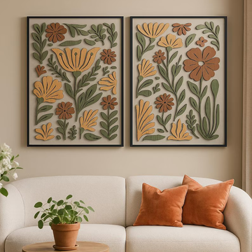 Folk Petal Set Of 2 Wood Wall Decor