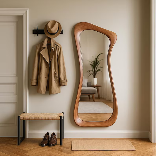 Edge Curve Mirror Wood Wall Decor