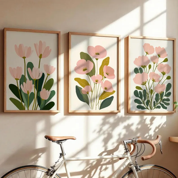 Pink Petal Harmony Set of 3 Wall Painting