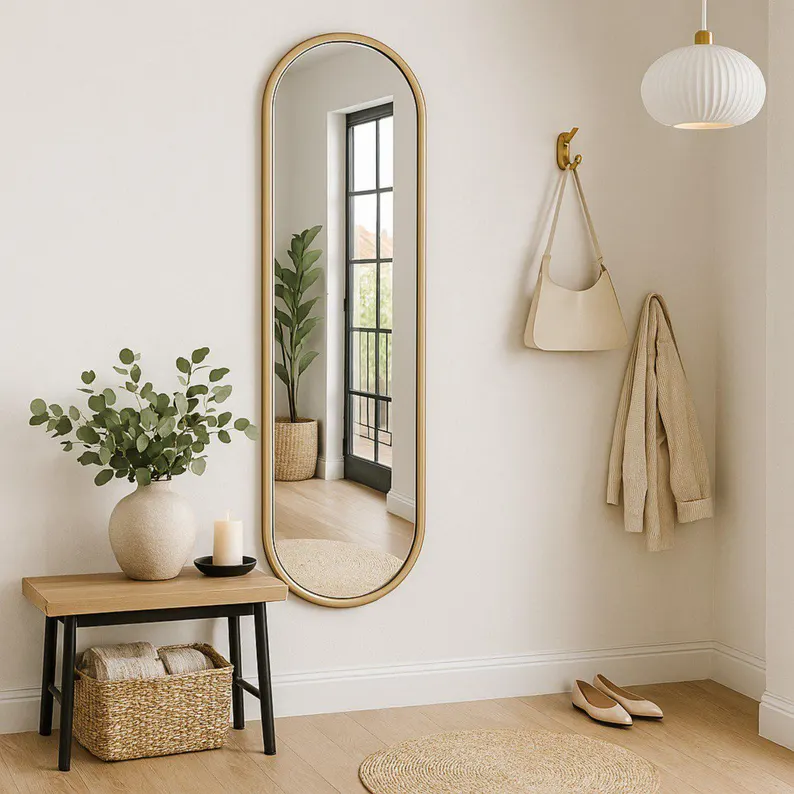 PureForm Standing Mirror Wood Wall Decor