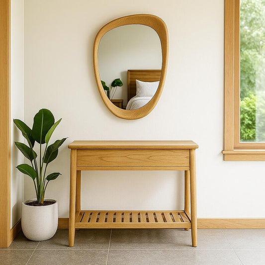 Walnut Wave Mirror Wood Wall Decor