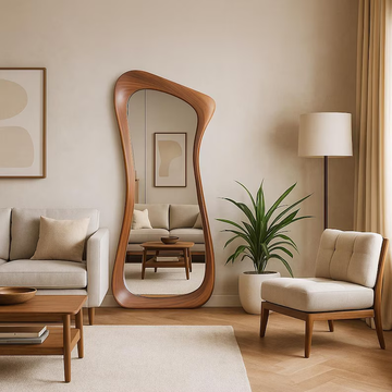 Edge Curve Mirror Wood Wall Decor