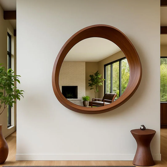 Flowform Mirror Wood Wall Decor