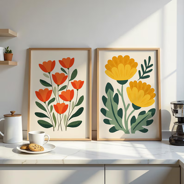 Line & Bloom Floral Duo Wall Painting