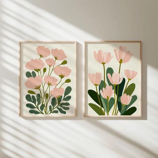 Pink Petal Harmony Set of 3 Wall Painting
