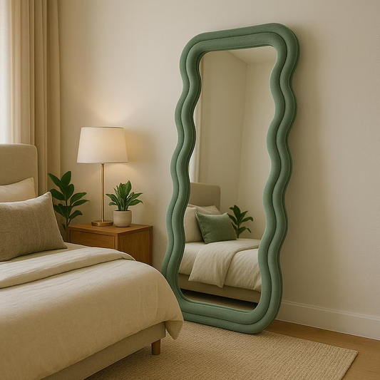 Soft Fabric Irregular Full Length Mirror Wall Decor