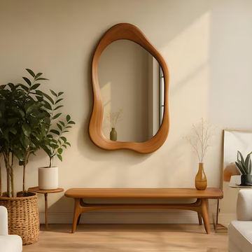 Freeform Walnut Mirror Wall Decor