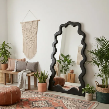 Handcrafted Squiggle Mirror Wall Decor