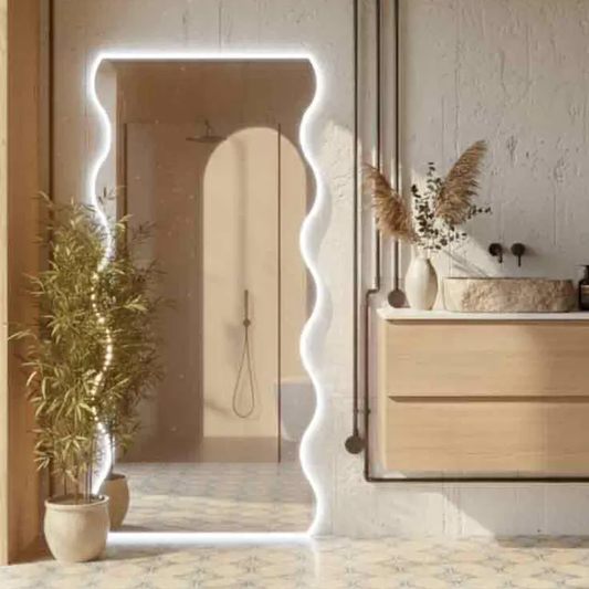 Irregular Wavy LED Mirror Wall Decor