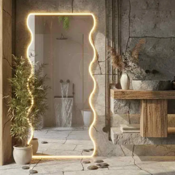 Irregular Wavy LED Mirror Wall Decor