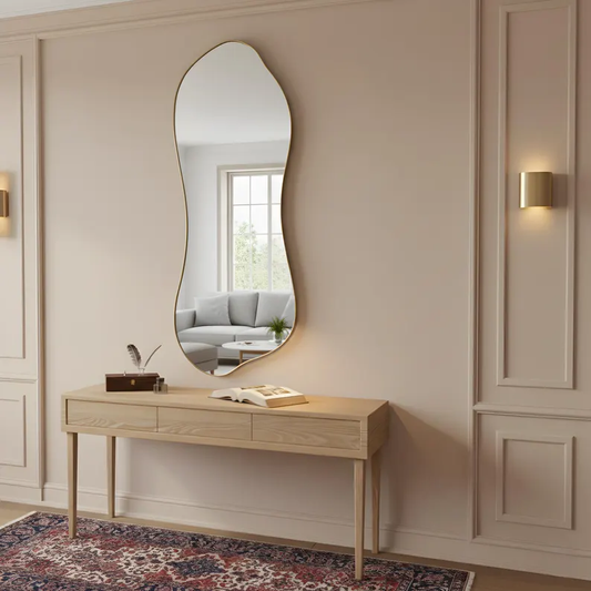 Fluid Form Mirror Wood Wall Decor