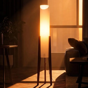 Modern Walnut Tripod Standing Lamp
