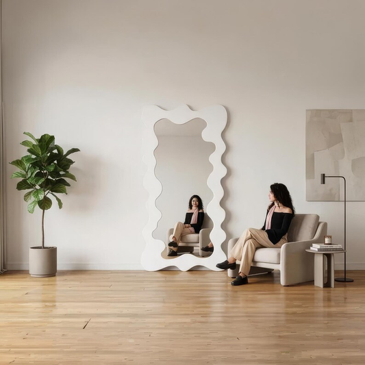 Arched Fluted Frame Floor Mirror