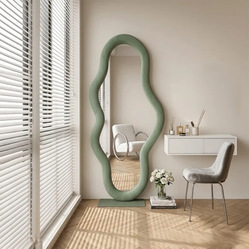 Modern Irregular Shape Velvet Squiggle Mirror Wall Decor