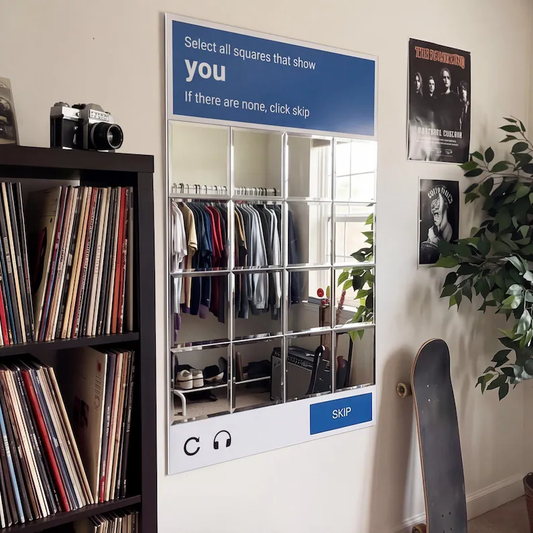 CAPTCHA Style Puzzle Selfie Mirror Wall Decor
