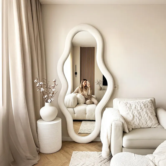 Modern Irregular Shape Velvet Squiggle Mirror Wall Decor