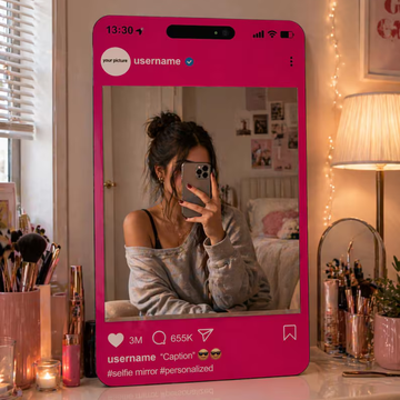 Personalized Pink Instagram Style Selfie Mirror